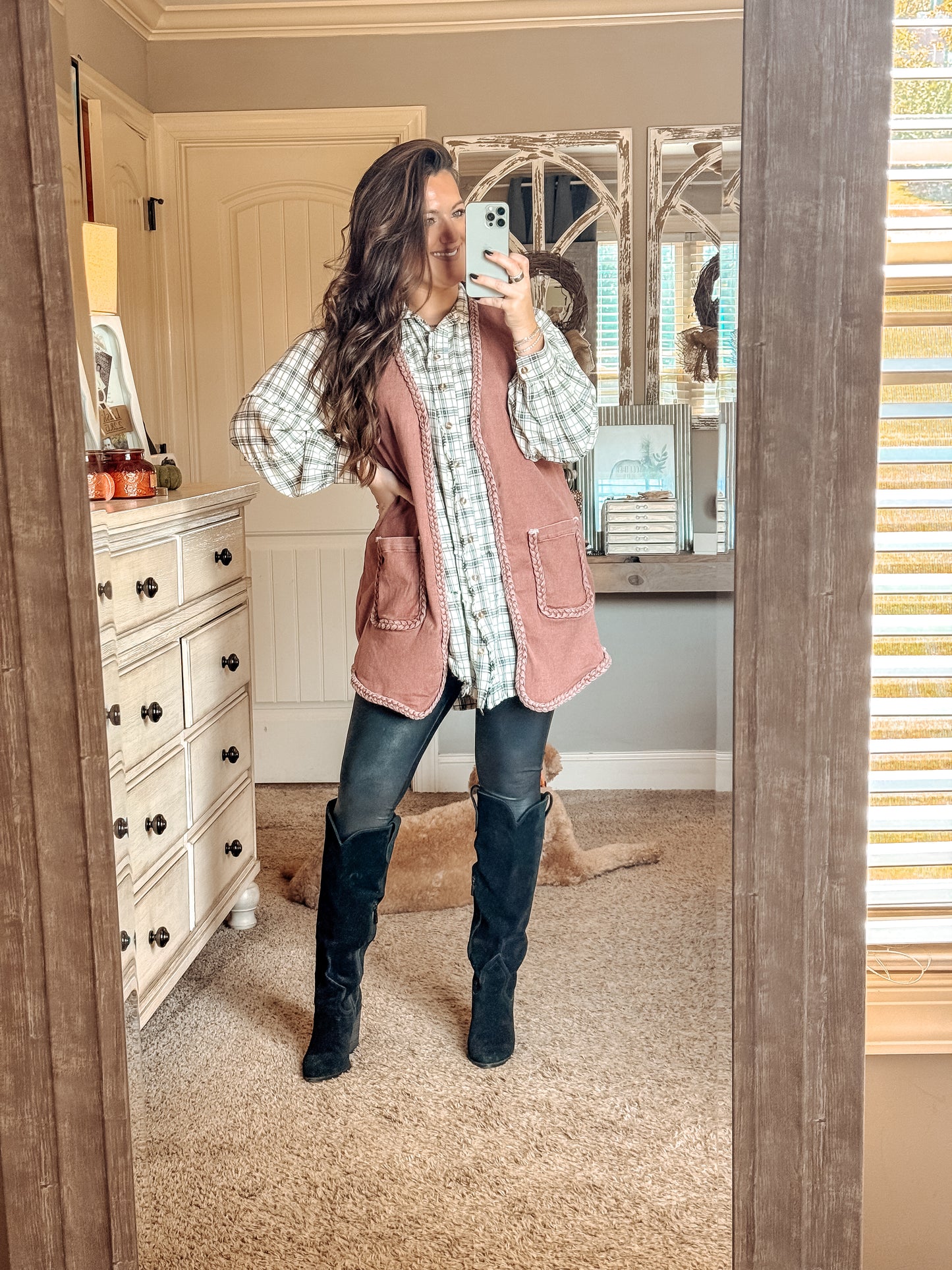 Braided Edge Open Vest