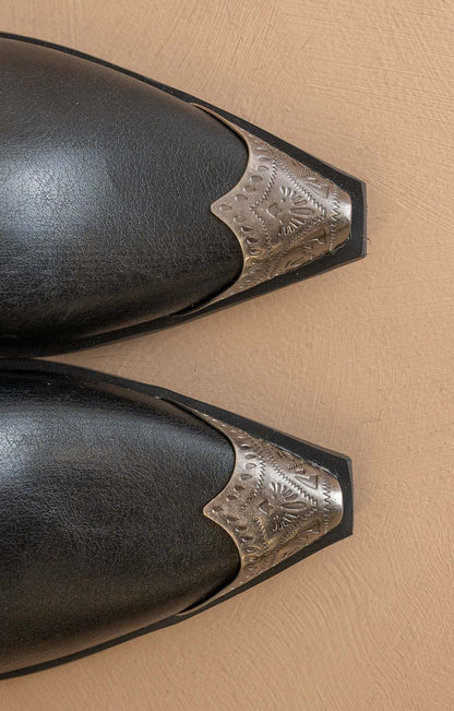 Black metal hardware booties