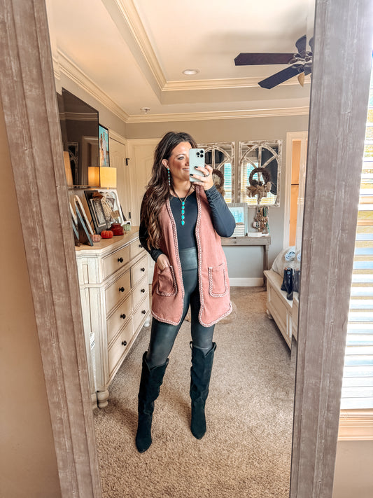 Braided Edge Open Vest